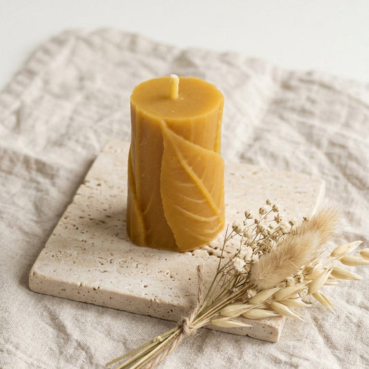 Bougie feuille en cire d'abeille (12h)