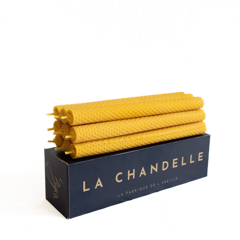 Chandelle en cire d'abeille naturelle faite à la main - La Fabrique de l'Abeille