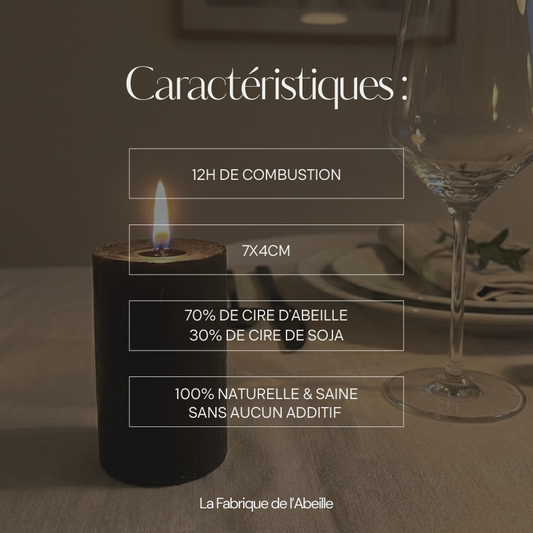 bougie noire teintée dans la masse