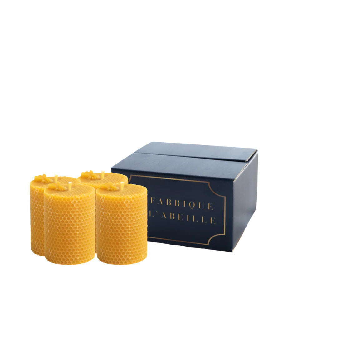 Coffret de 4 bougies moulées en cire d'abeille naturelle - La Fabrique de l'Abeille