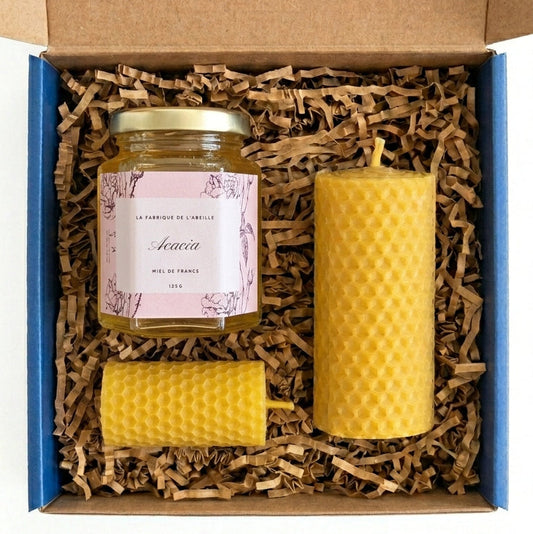 contenu du coffret découverte miel et bougie