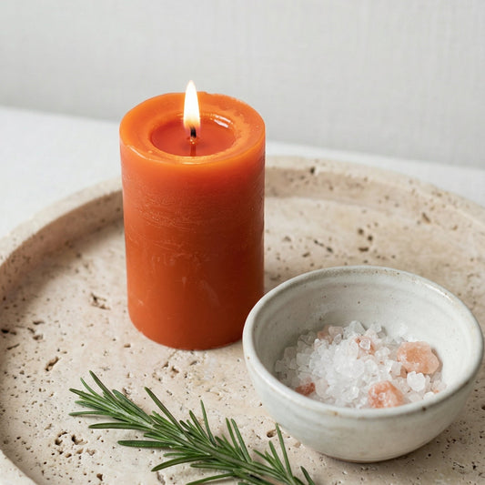 Bougie orange pour rituel créativité et confiance