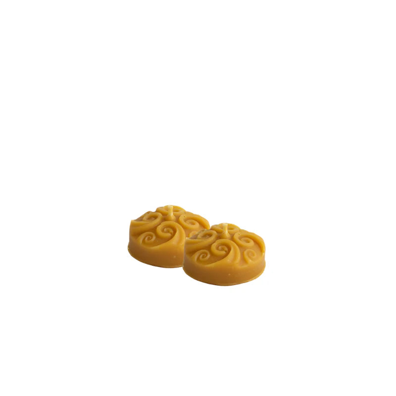 Lot de 2 bougies plates en cire d'abeille naturelle - La Fabrique de l'Abeille