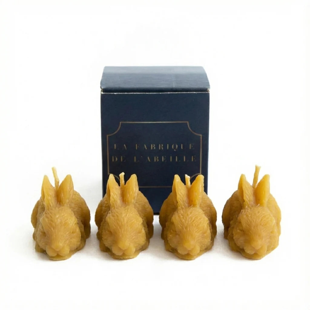 Lot de 4 bougies lapin en cire d'abeille - La Fabrique de l'Abeille