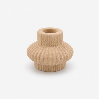 Bougeoir cannelé jesmonite couleur sable