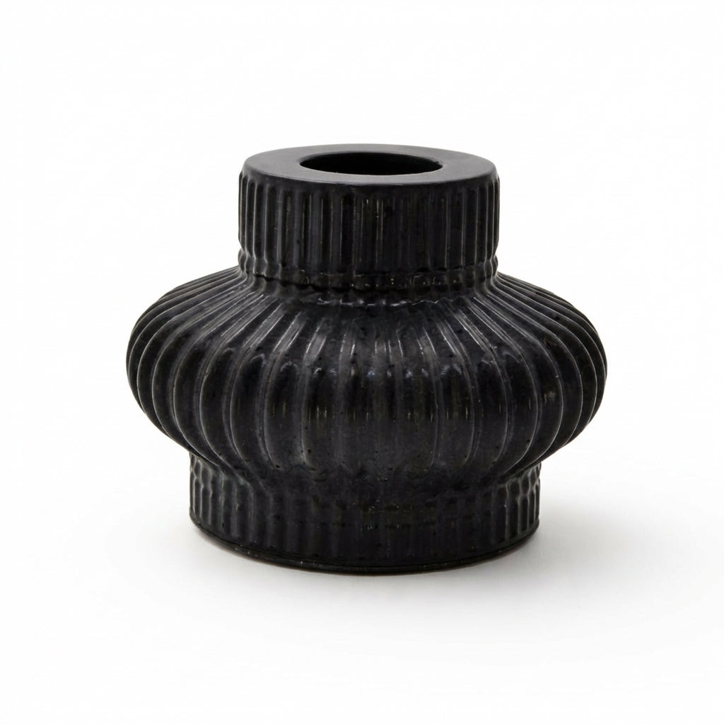Bougeoir cannelé jesmonite coloris noir