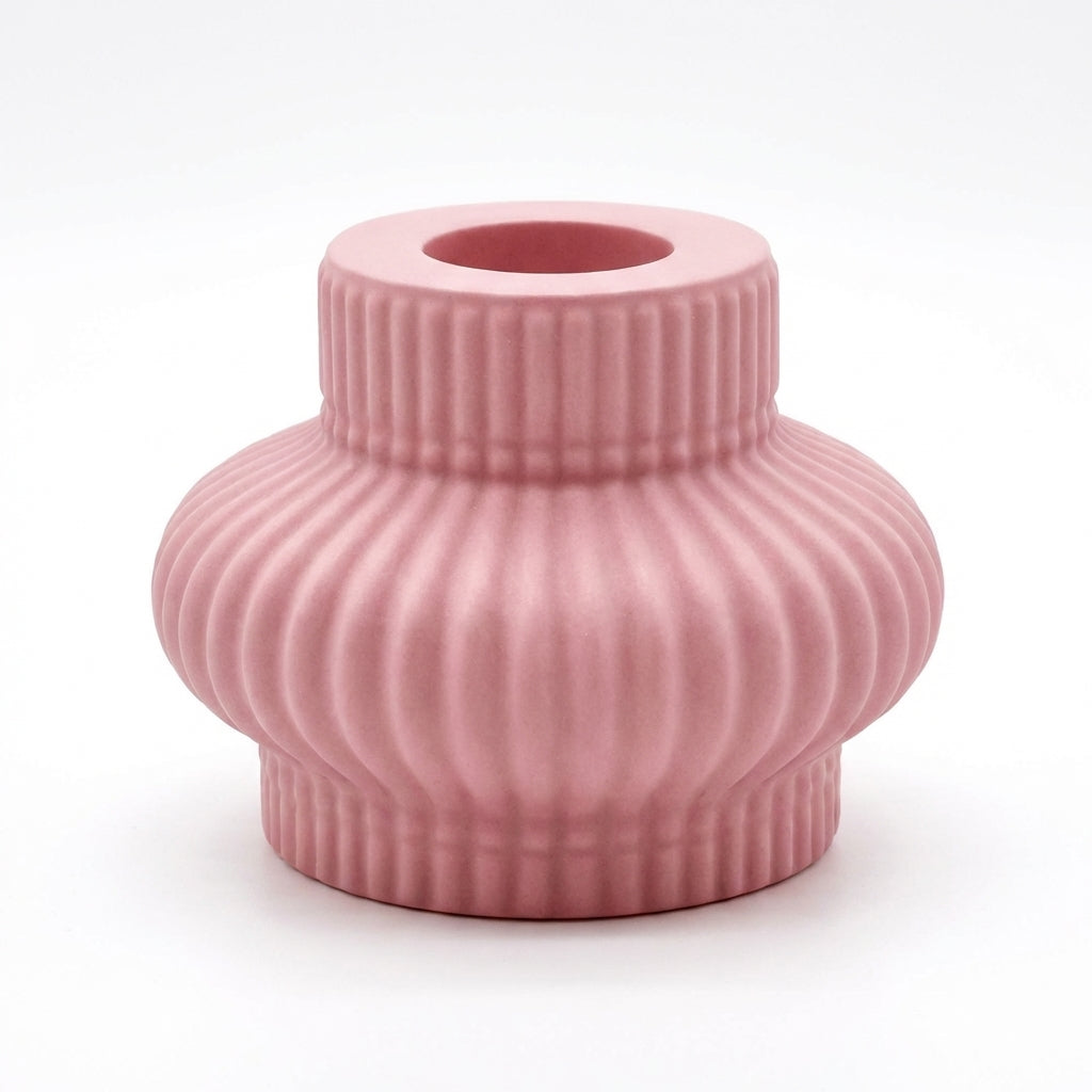 Bougeoir cannelé jesmonite coloris rose