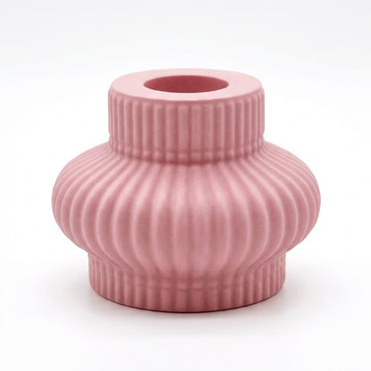 Bougeoir cannelé jesmonite coloris rose