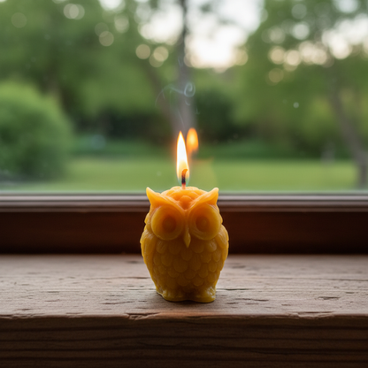 Bougie hiboux en cire d'abeille