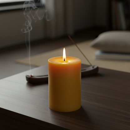 Bougie pilier en cire d'abeille (≈24h)