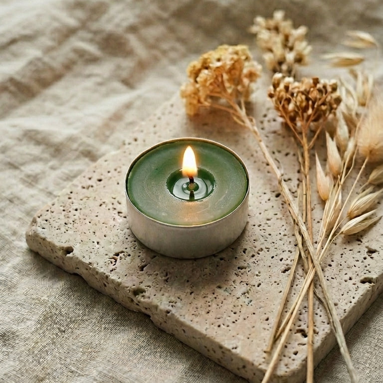 Bougie chauffe-plat verte