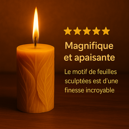 Bougie feuille en cire d'abeille