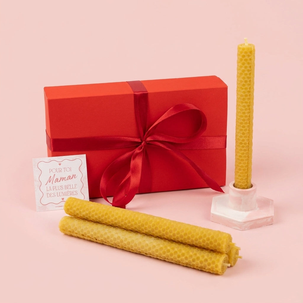 Coffret fête des mères La Pause Douceur – chandelles naturelles et bougeoir cadeau maman
