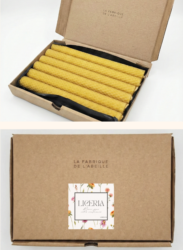 Coffret entreprise 6 Chandelles en cire d'abeille