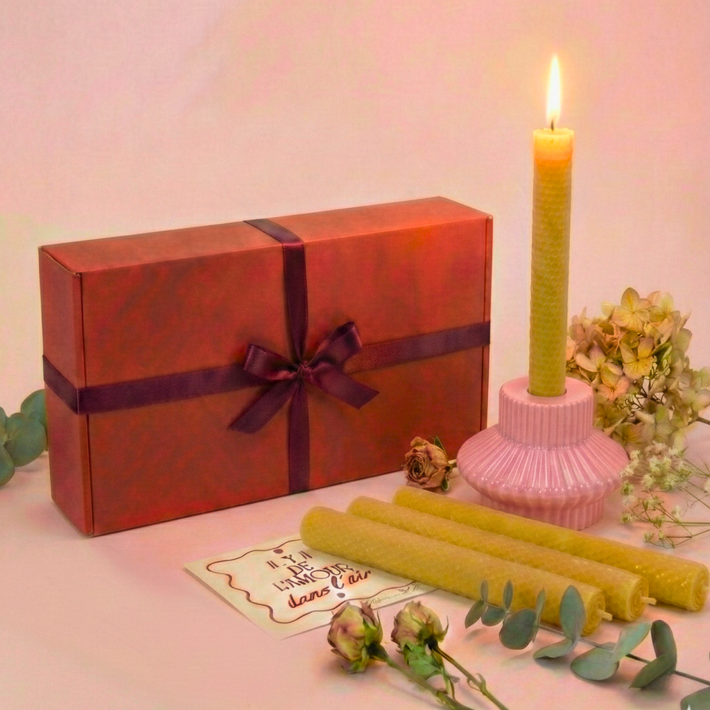 coffret saint valentin bougie chandelle et bougeoir