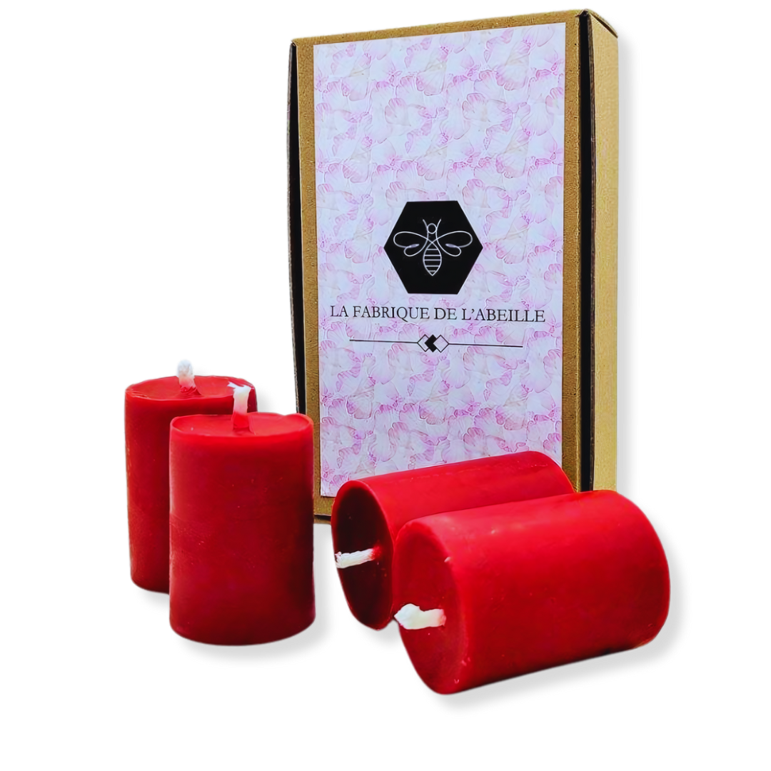 Pack Rituel Rouge Grosse bougie Rouge teintée dans la masse 100% naturelle - Idéale pour ...