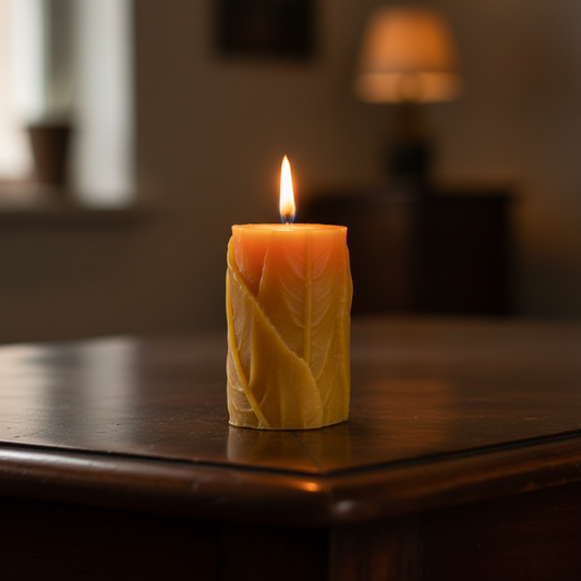Bougie feuille en cire d'abeille