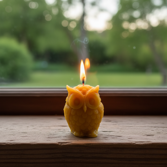 Bougie hiboux en cire d'abeille