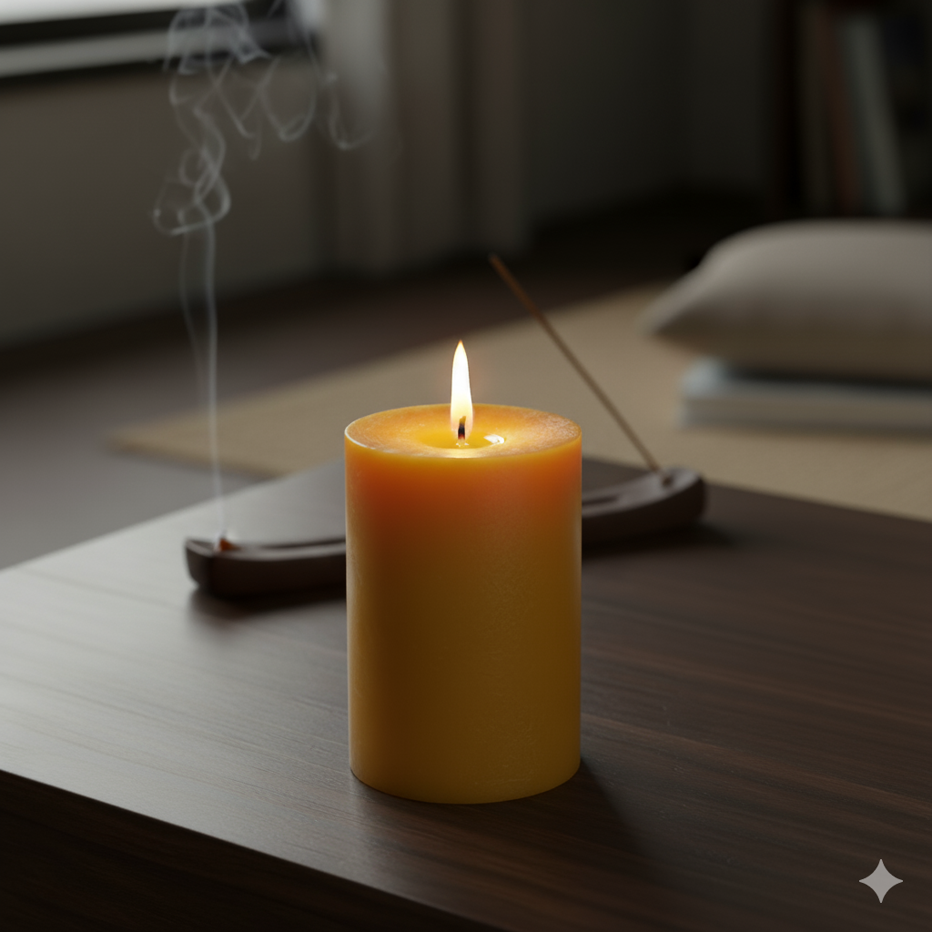 Bougie pilier en cire d'abeille (≈24h)