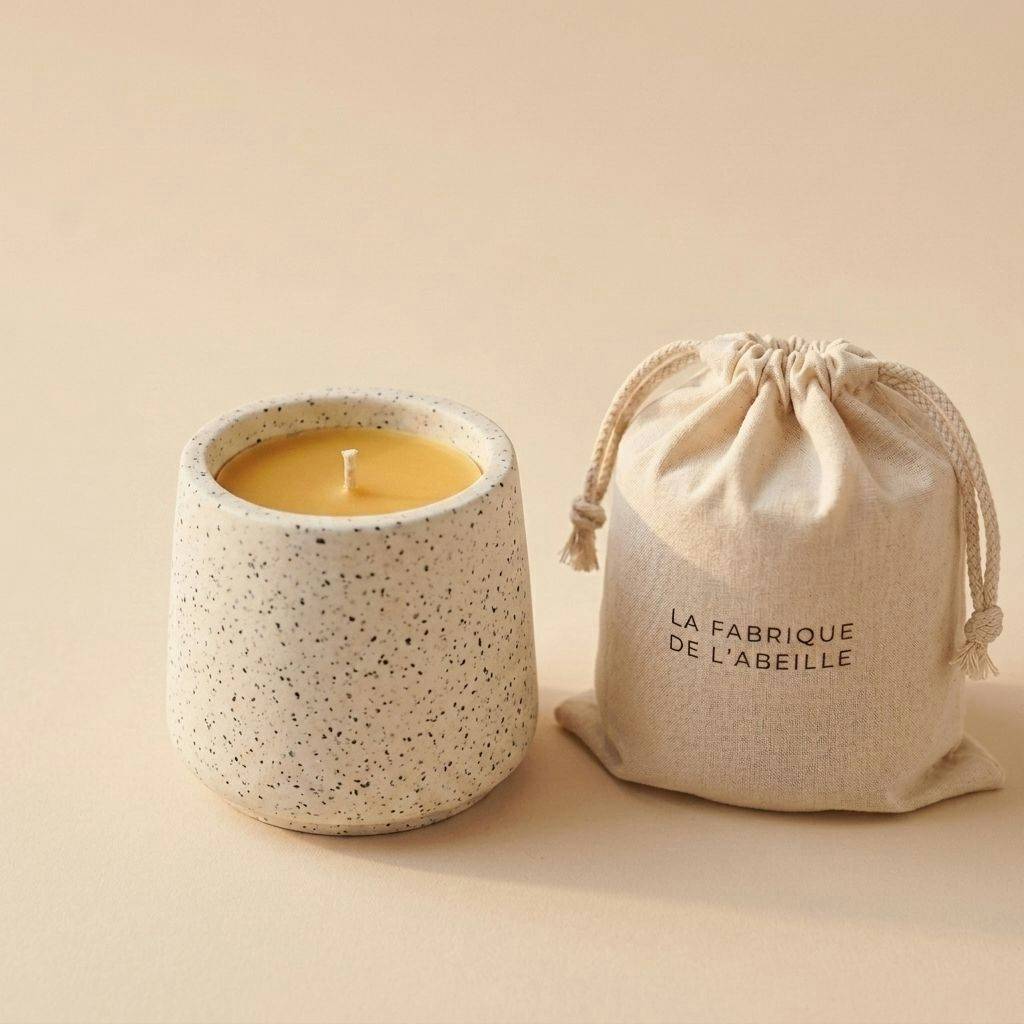 grande bougie effet ceramique granit