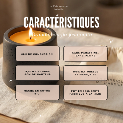 Grande bougie pot effet céramique 60h