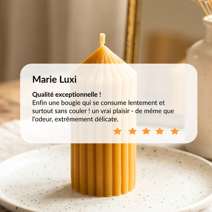 Bougie cylindre artisanale en cire d'abeille 30h - Avis clients - La Fabrique de l'Abeille