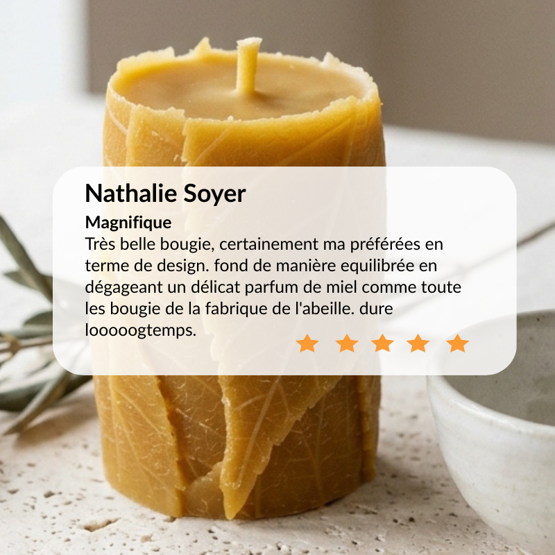 Avis clients - Bougie longue durée naturelle 30h en cire d'abeille - La Fabrique de l'Abeille