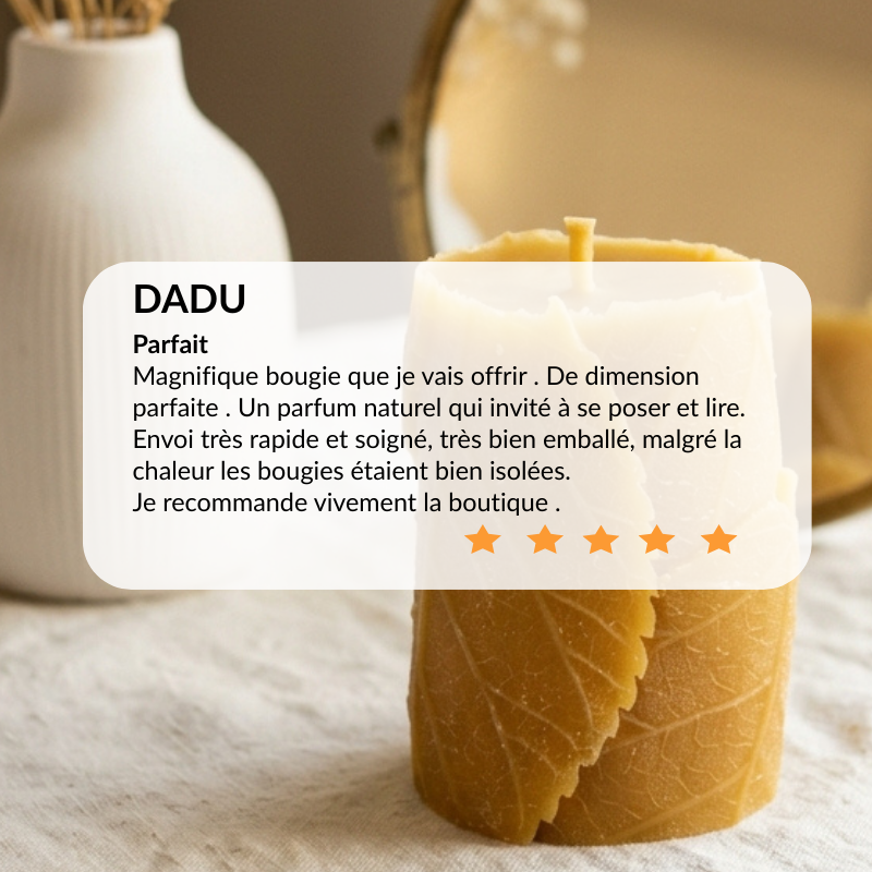 Avis clients - Bougie naturelle en cire d'abeille 30h - La Fabrique de l'Abeille