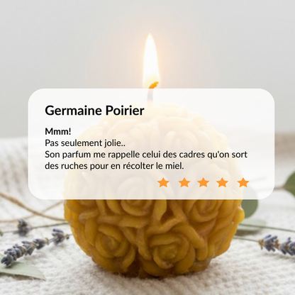 Bougie en forme de rose artisanale en cire d'abeille - Avis clients - La Fabrique de l'Abeille