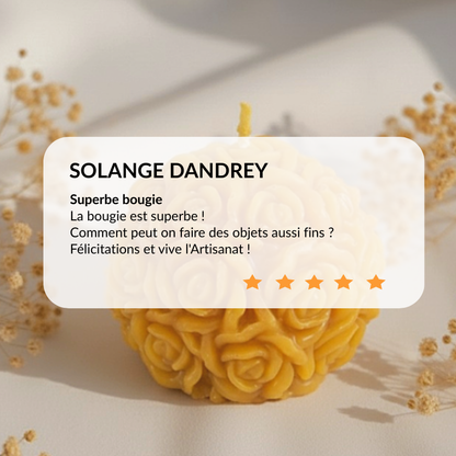 Bougie fleur de rose en cire d'abeille naturelle 20h - Avis clients - La Fabrique de l'Abeille