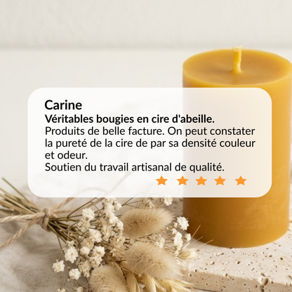 Bougie pilier en cire d'abeille naturelle 24h - Avis clients - La Fabrique de l'Abeille