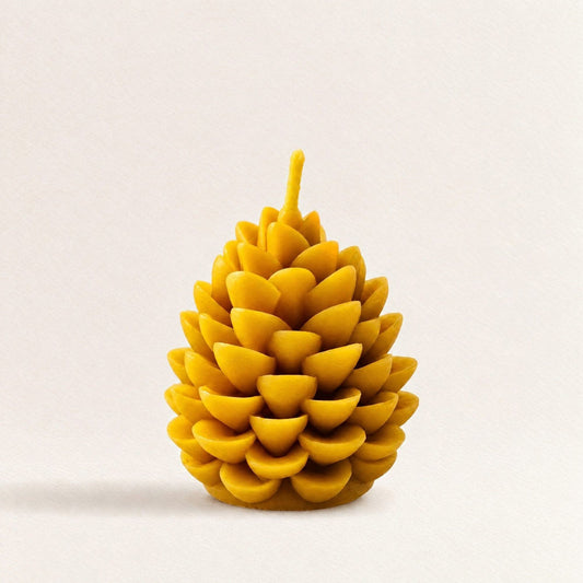 Bougie pomme de pin en cire d'abeille 100% naturelle - La Fabrique de l'Abeille