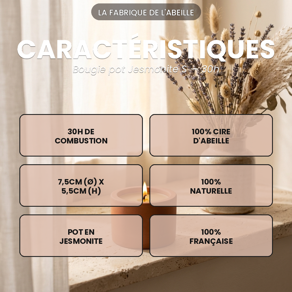 Bougie pot style céramique 30h