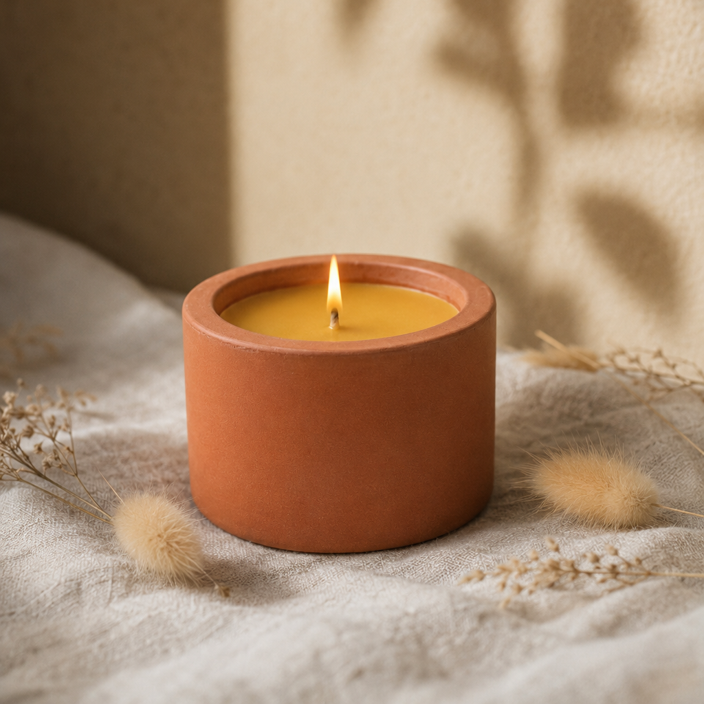 bougie ceramique jesmonite naturelle