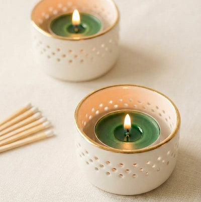 Chauffe-plat vert naturel en cire d'abeille pour rituels du quotidien - La Fabrique de l'Abeille