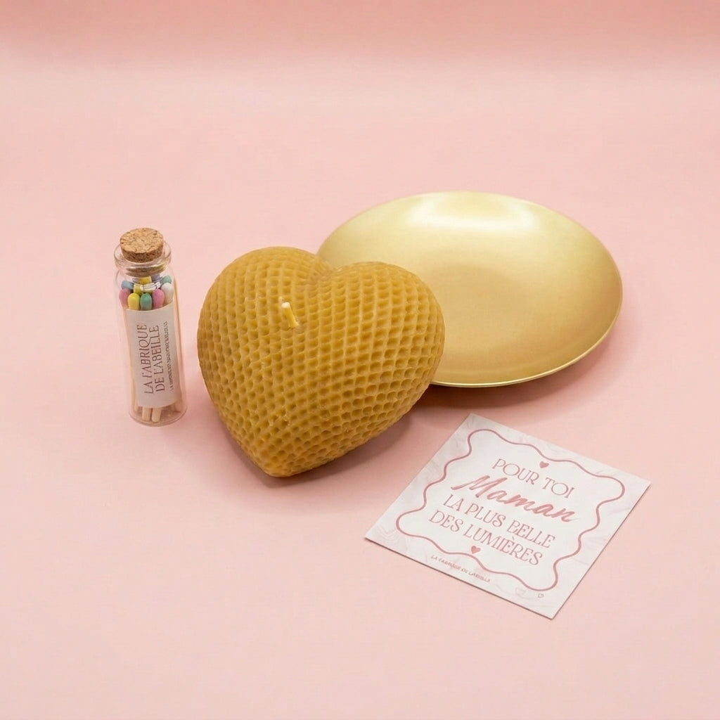 Bougie cœur parfumée pour maman – idée cadeau coffret fête des mères
