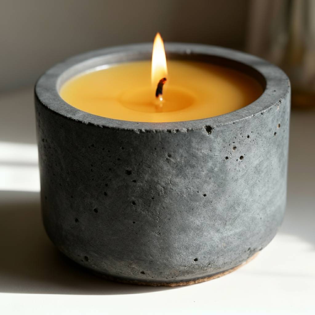bougie en beton pot noir