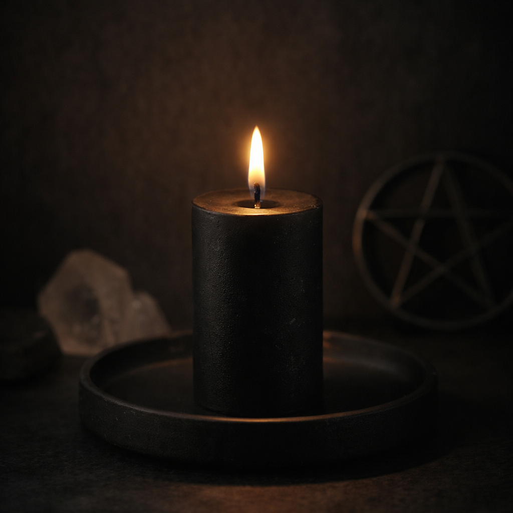 Bougie noire cire d'abeille rituel