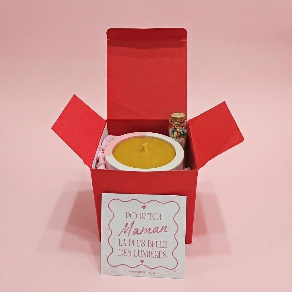 Bougie artisanale pour fête des mères dans coffret – cadeau maman naturel