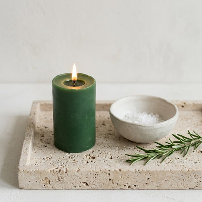 Bougie verte naturelle en cire d'abeille française pour rituel - La Fabrique de l'Abeille