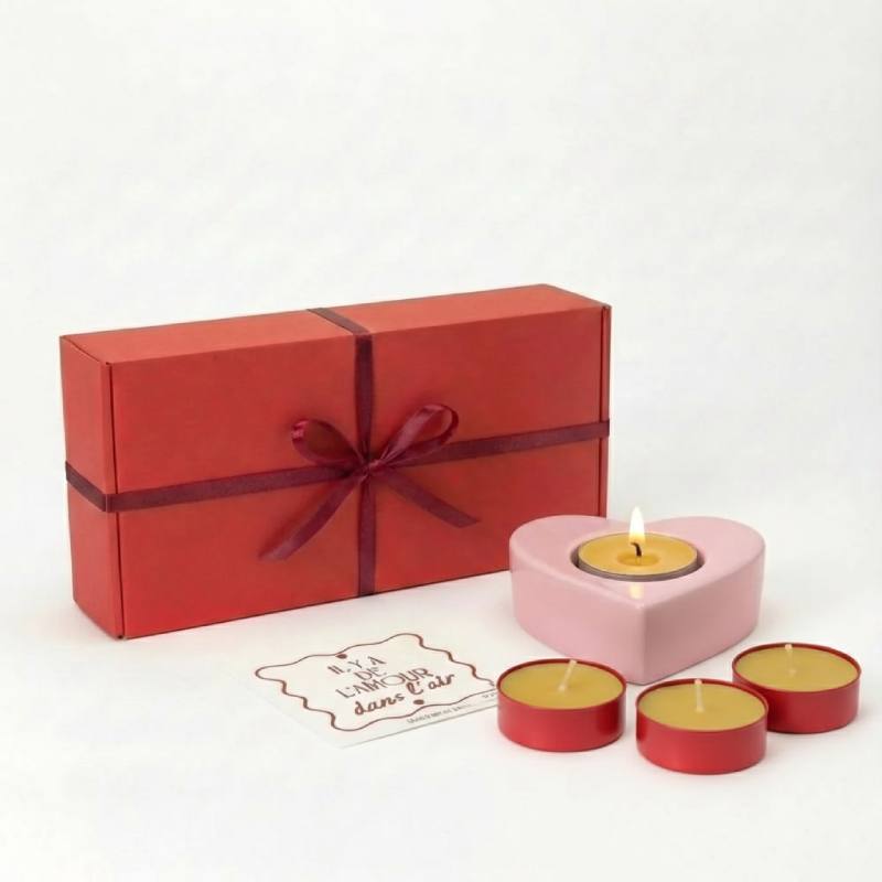 coffret bougie saint valentin coeur
