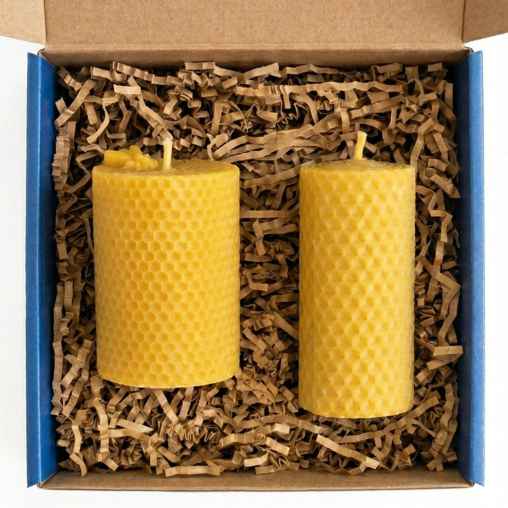 Coffret duo de bougies naturelles en cire d'abeille - La Fabrique de l'Abeille