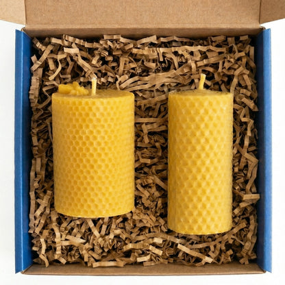 Coffret duo de bougies naturelles en cire d'abeille - La Fabrique de l'Abeille