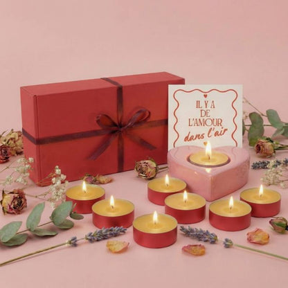 coffret saint valentin bougies et coeur