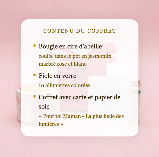 Contenu coffret bougie La Parenthèse – idée cadeau fête des mères pour maman