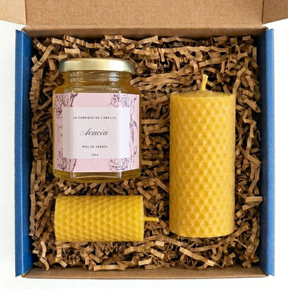 contenu du coffret découverte miel et bougie