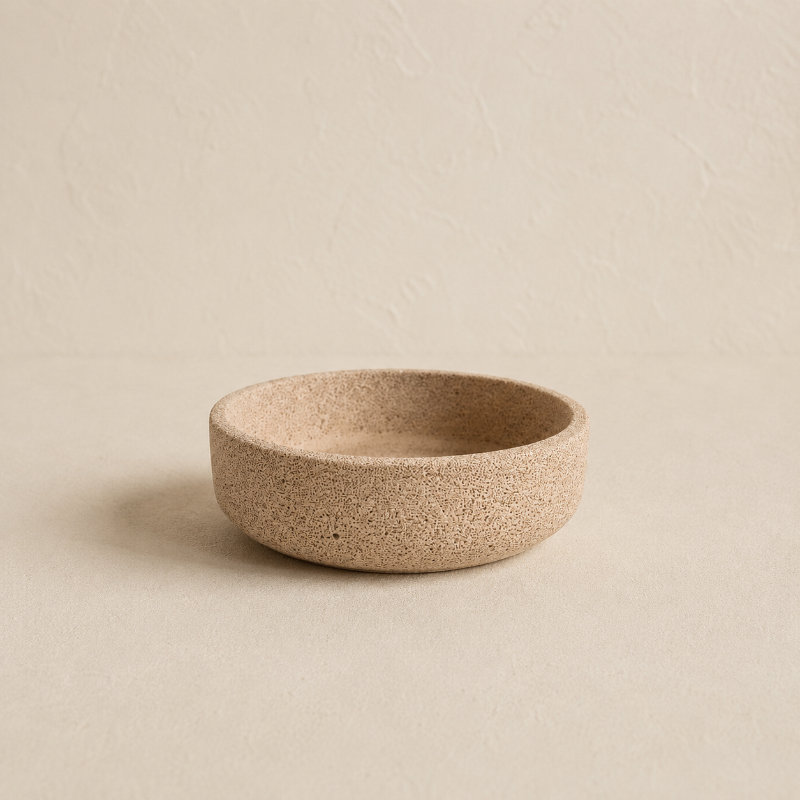 coupelle a bougie couleur sable en jesmonite