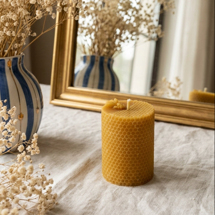 grosse bougie en cire d'abeille naturelle
