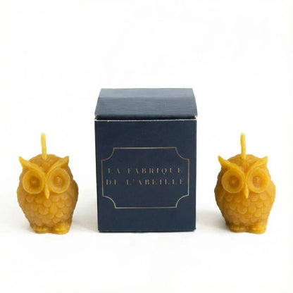 Bougie hiboux en cire d'abeille