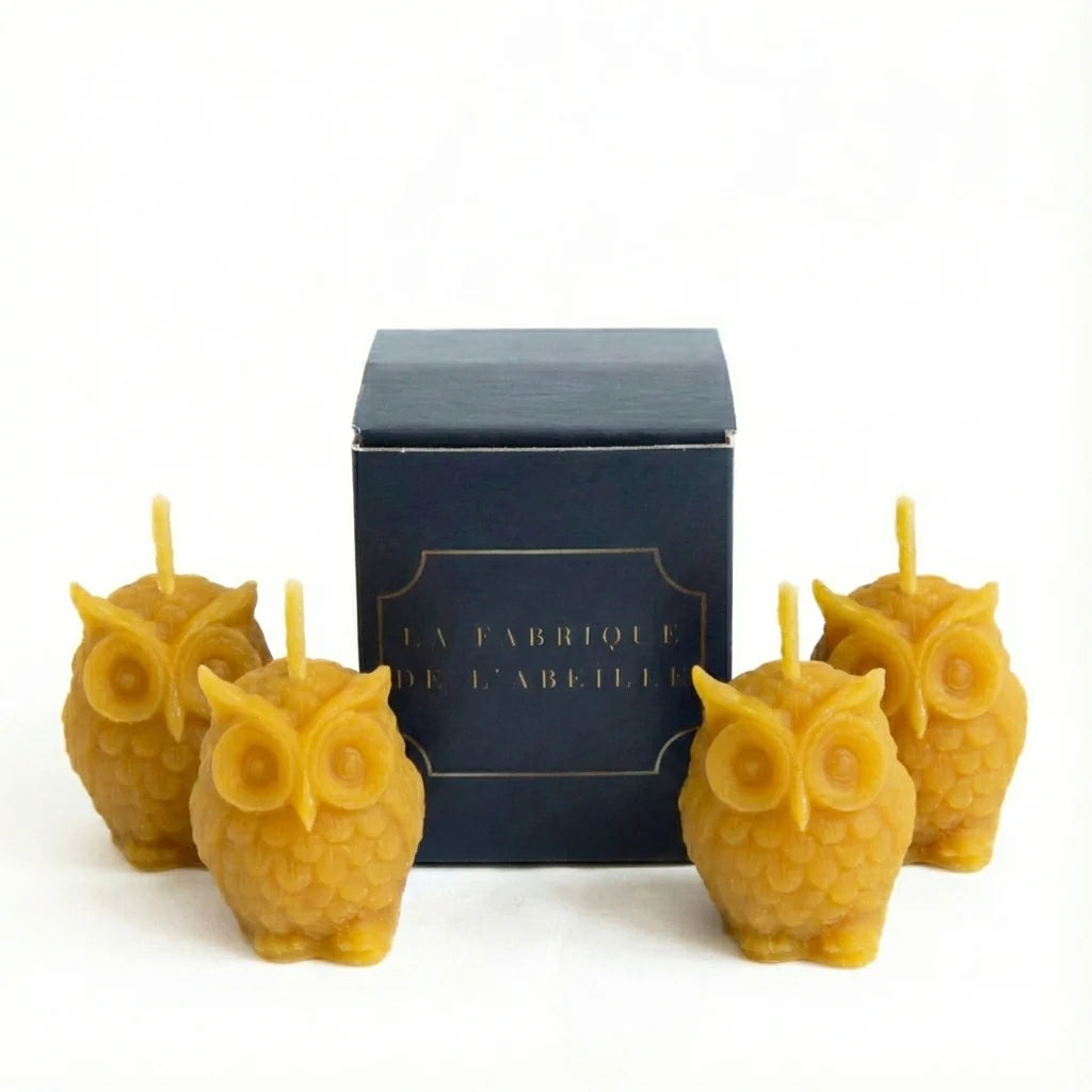 Bougie hiboux en cire d'abeille